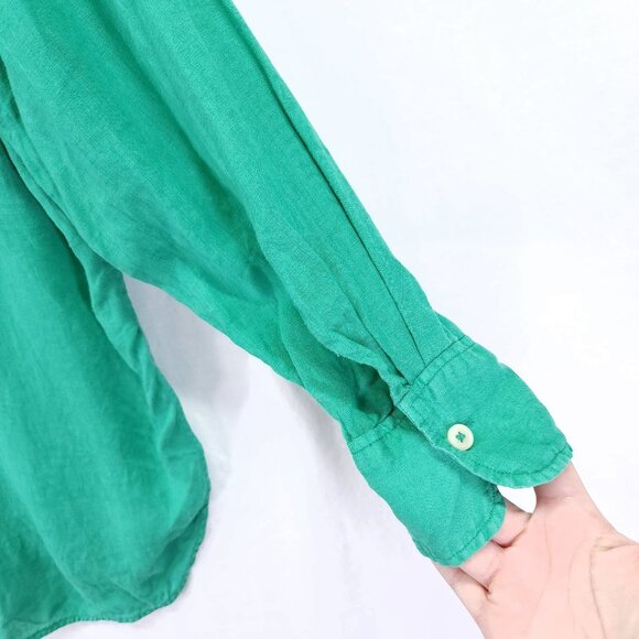 Maeve by Anthropologie Pure Linen Cate Button Down Shirt Solid Green Size Medium - Picture 12 of 14